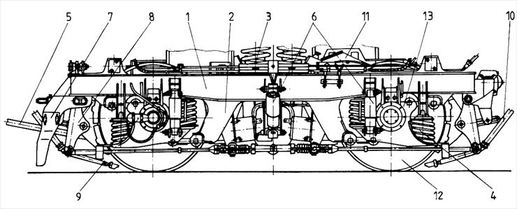 Rysunki techniczne lokomotyw - EM10 - Widok wózka z boku.gif