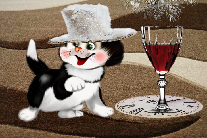 Tapety - Kot w kapeluszu  - seria - Tapeta noworoczna.png