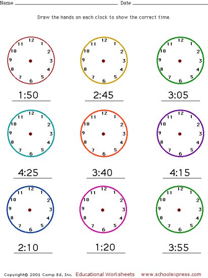 Karty pracy związane z obliczeniami czasowymi i nauką zegara - zegar25.bmp